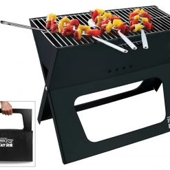 Promo ❤️ BBQ Croc Grills Portable Easy Grill 220-Sq-in Foldable Charcoal Barbecue Black 🌟