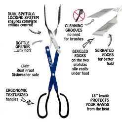 Budget 👏 BBQ Croc Grilling Tools & Accessories 3 in 1 Barbecue Tool, 18 in. Blue Aluminum Scissor-style Tongs ✨ -Grills & Outdoor Cooking Sales 42550225