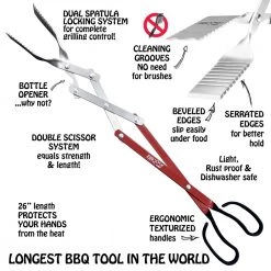 Best reviews of ✔️ BBQ Croc Grilling Tools & Accessories 3 in 1 barbecue tool, 26 in. Red Aluminum Scissor-style Tongs 😀 -Grills & Outdoor Cooking Sales 43284377