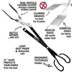 New 💯 BBQ Croc Grilling Tools & Accessories 3 in 1 barbecue tool, 21 in. Black Aluminum Scissor-style Tongs 🛒 -Grills & Outdoor Cooking Sales 43286436