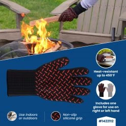 Budget ⌛ Blue Rhino Grilling Tools & Accessories Black and Red Aramid Fiber Fire-retardant Grill Gloves ✨ -Grills & Outdoor Cooking Sales 44373089 scaled
