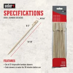 Deals 🧨 Weber Grilling Tools & Accessories 25-Pack Bamboo Skewer 🔥 -Grills & Outdoor Cooking Sales 44419327